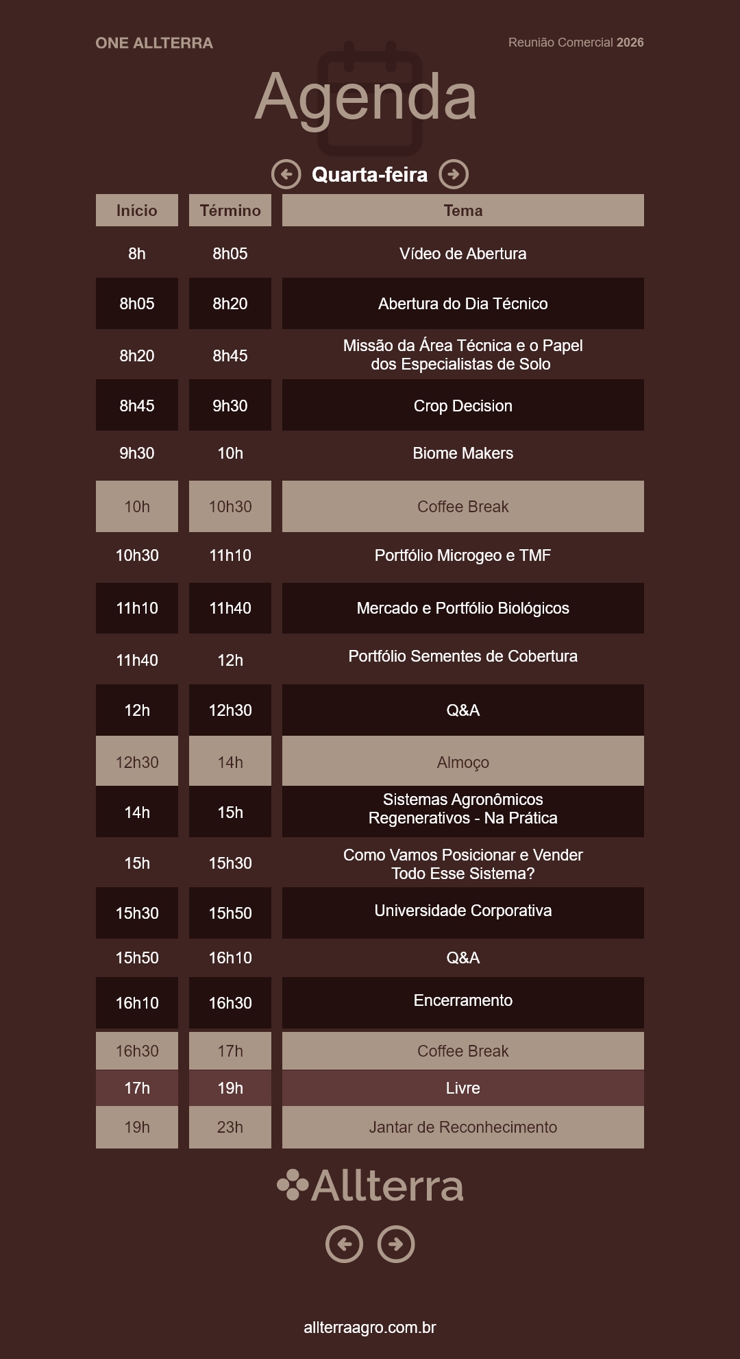 Agenda Quarta